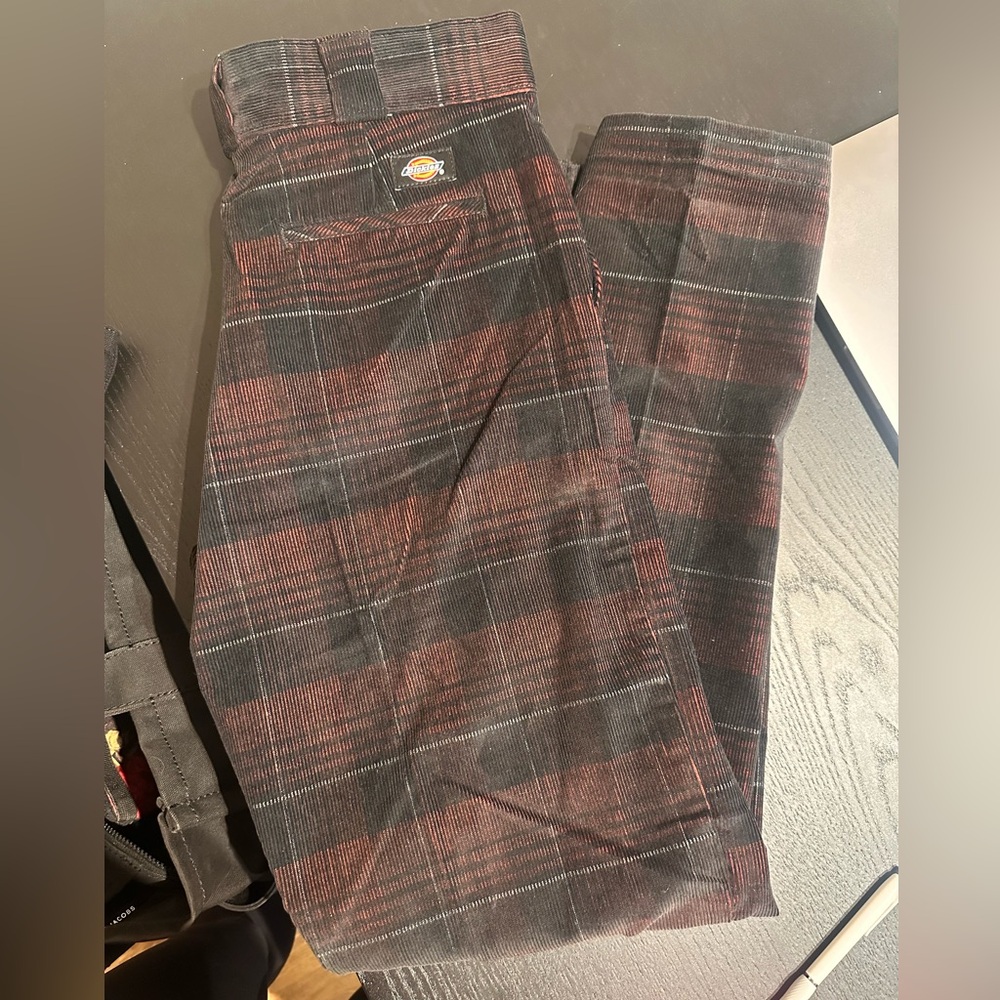 Dickies Alma Corduroy Pants - Black & Red - * NEW WITH TAGS*